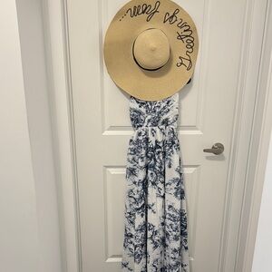 Elegant Blue and White Floral Maxi Dress （Exclusive Item For 3/8 7PM Live Show )